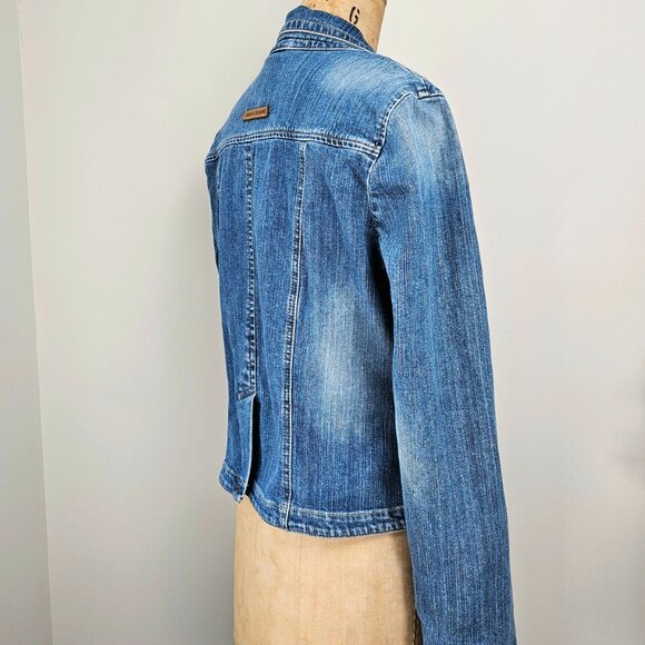 DKNY Jeans Y2K Industrial Chic Tailored Denim Blazer Jacket - Large - Picture 6 of 16